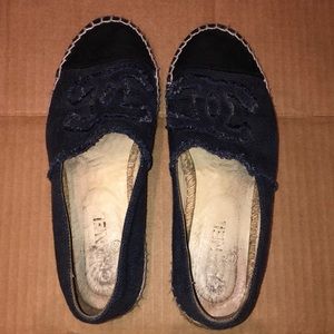 Authentic Chanel Denim Canvas Espadrilles size 8
